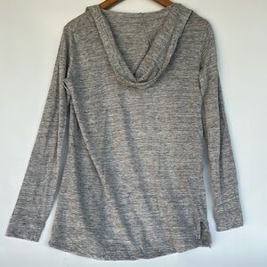 🌼 3 for $15🌼 Cynthia Rowley 100% Linen Gray Heather Hooded Open Front Cardigan